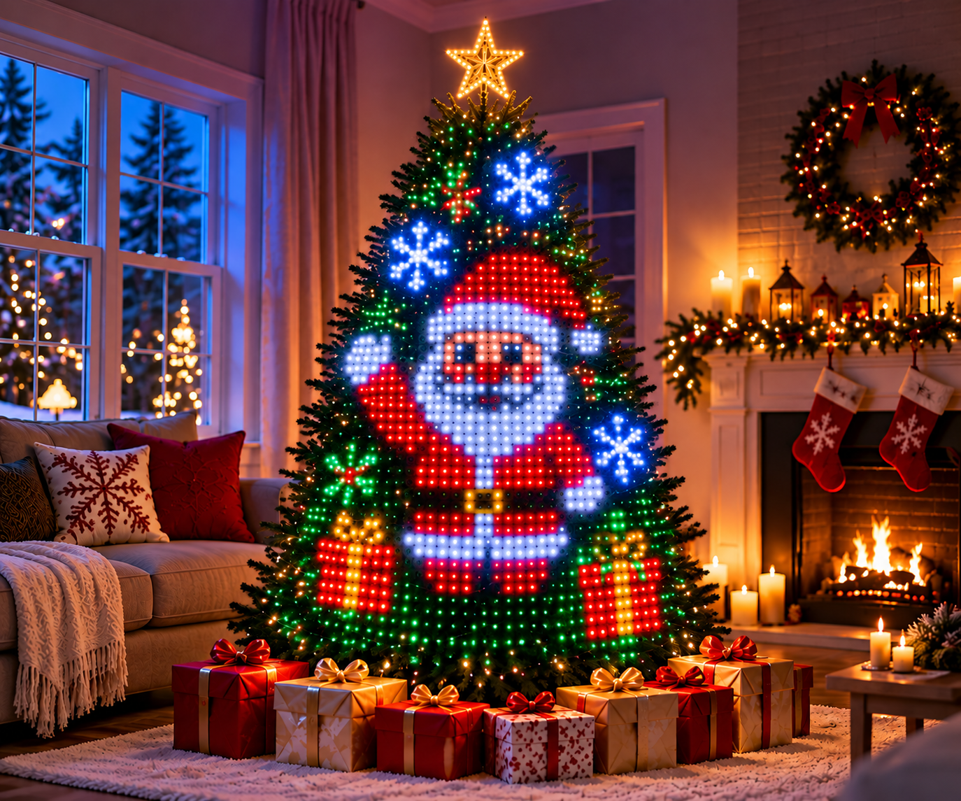 Christmas tree with smart pixel LED light display