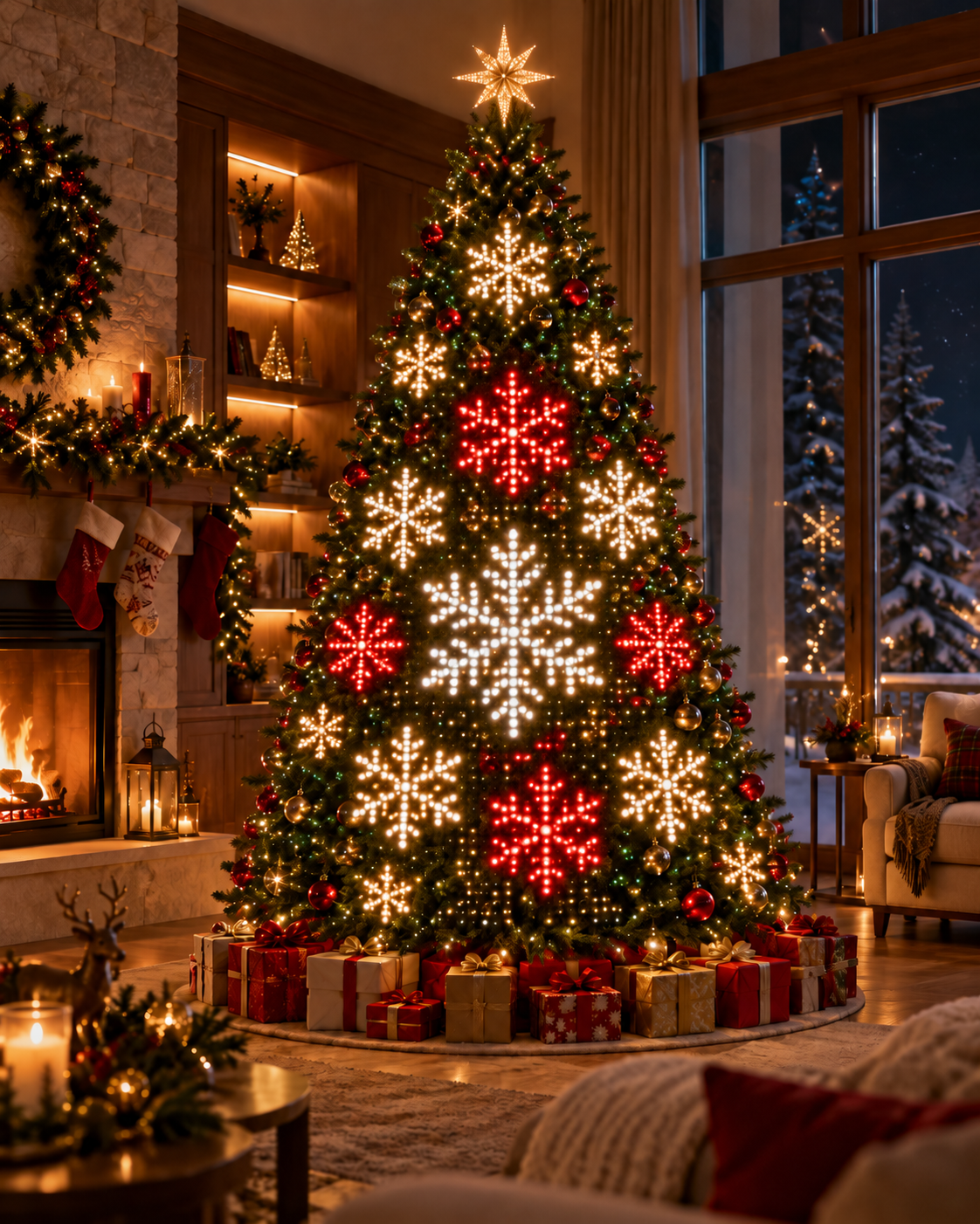 Snowflake smart LED Christmas tree effect