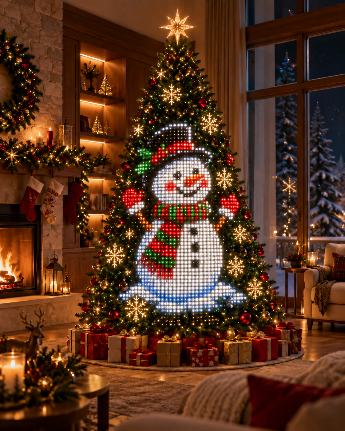 Snowman smart LED Christmas tree effect