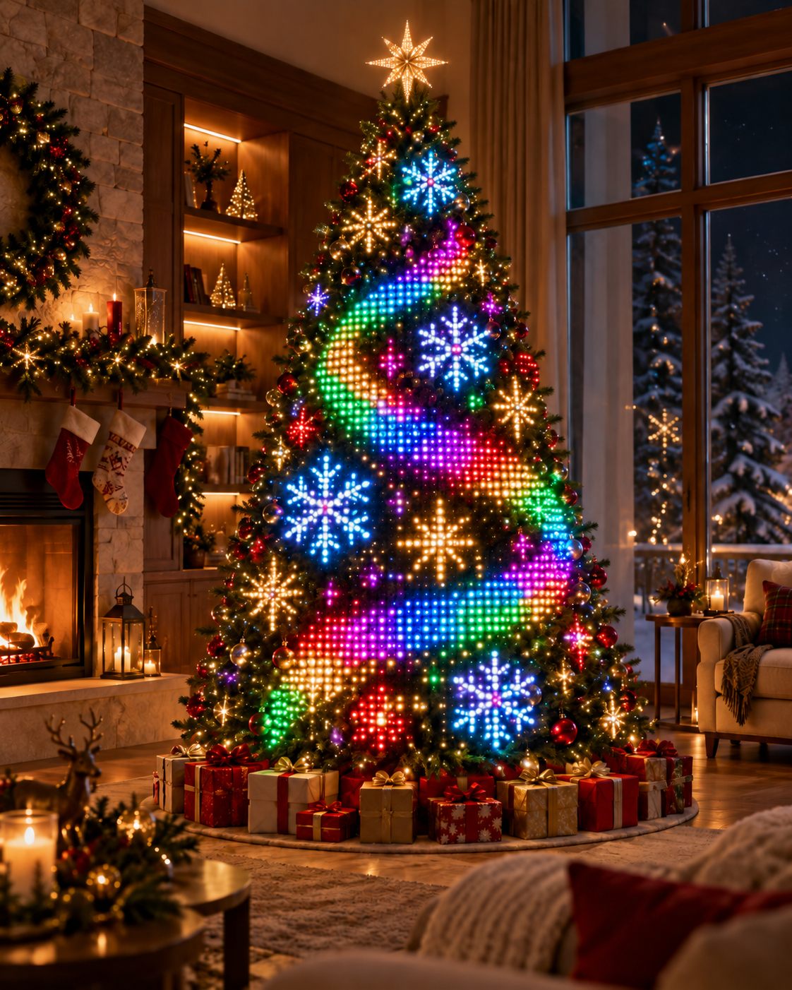 Multicolor smart LED Christmas tree effect