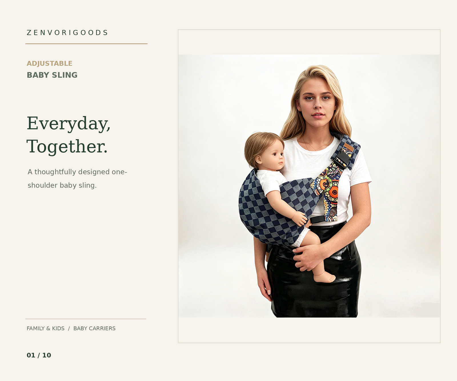 ZENVORIGOODS Adjustable Baby Sling Carrier hero