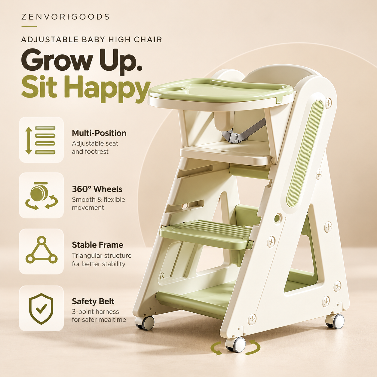 Adjustable Baby High Chair - Image 7