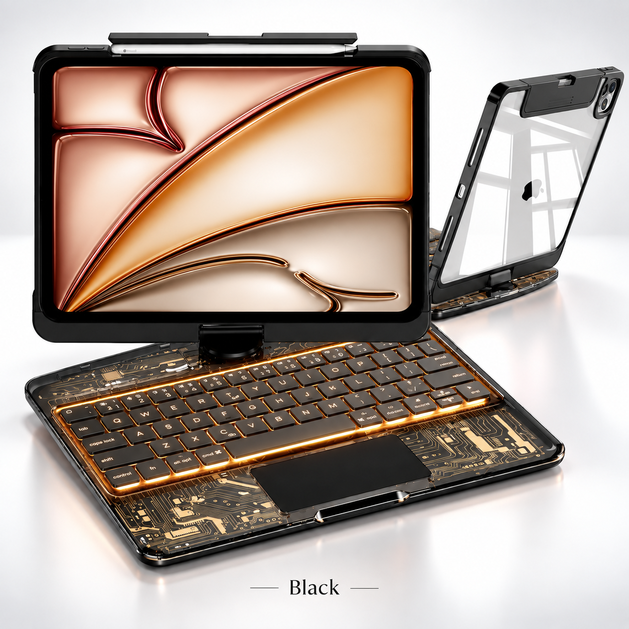 Black 360 degree rotating keyboard case