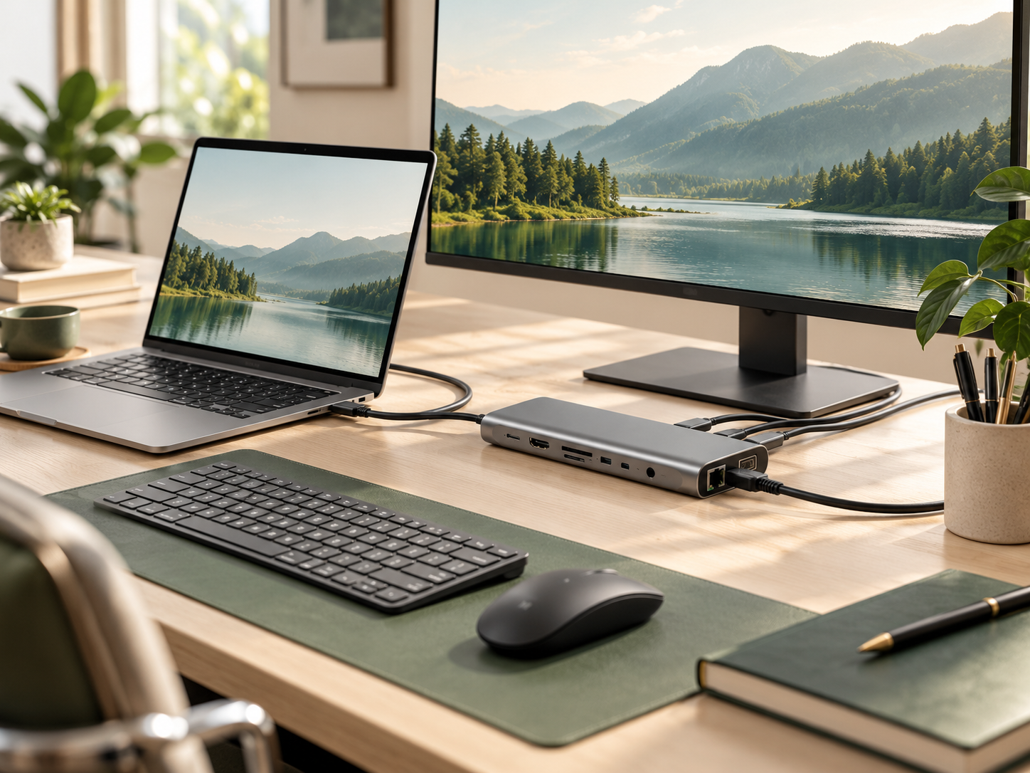 USB-C hub modern desktop setup