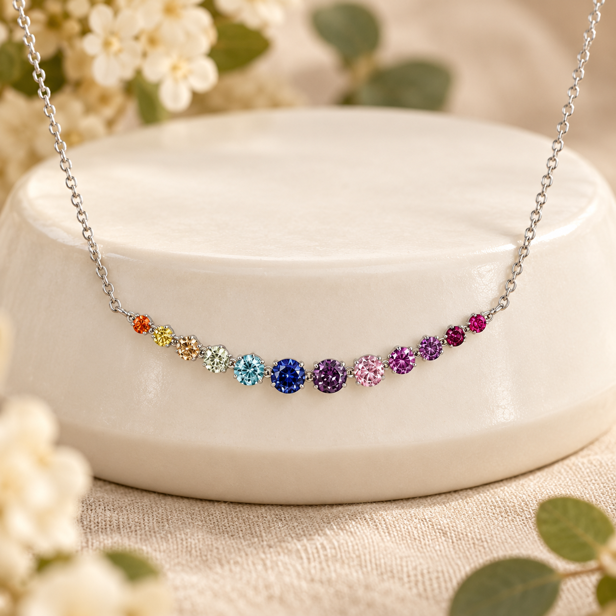 Rainbow Graduated Stone Necklace