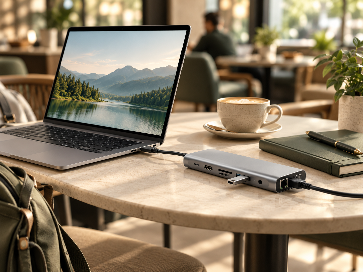 USB-C hub portable cafe workspace