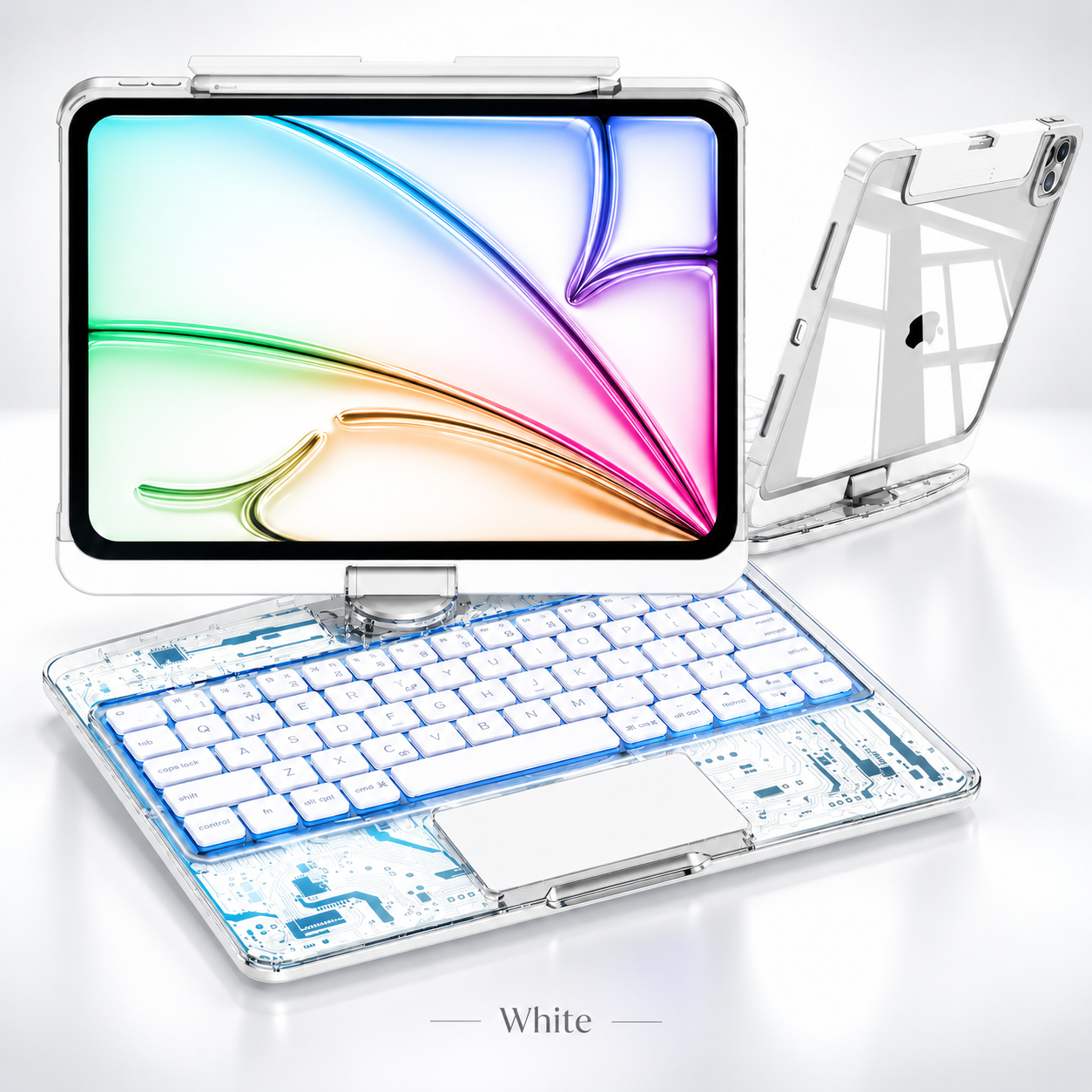 White 360 degree rotating keyboard case