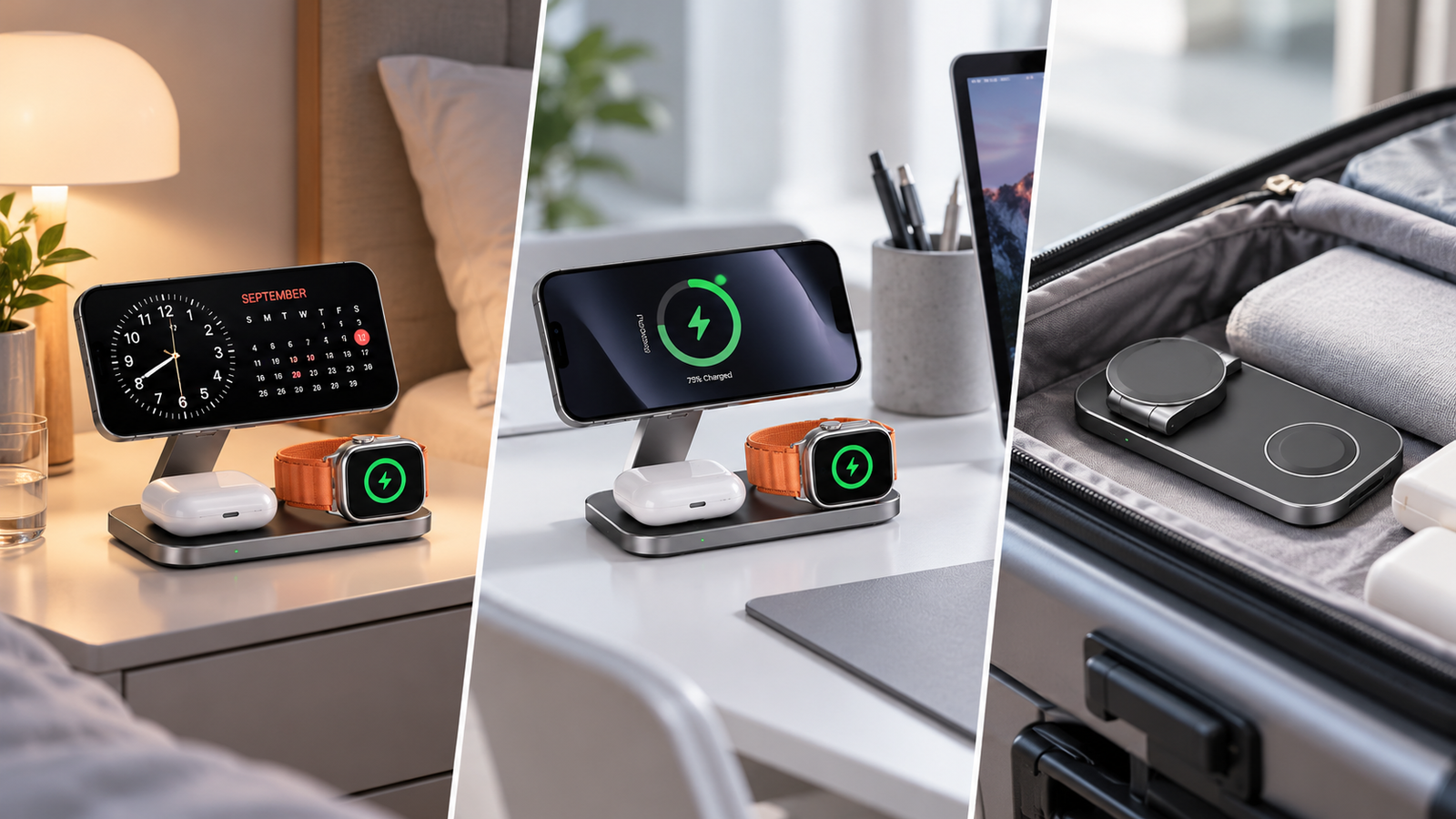 T8Y foldable wireless charger lifestyle and use scenarios