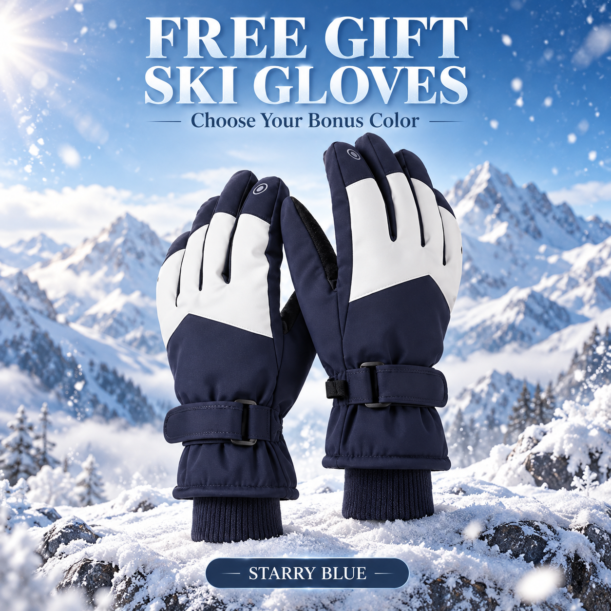 Starry Blue ski gloves