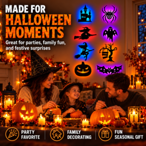 Halloween LED Wall Stickers – 8 Pack Glow Decorations