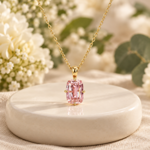 Blush Pink Solitaire Pendant Necklace