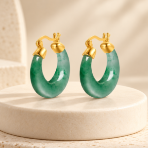 Green Jade U-Shaped Drop Earrings