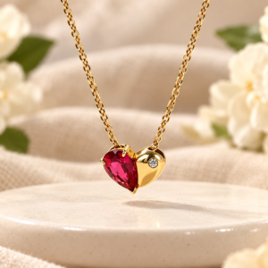 Red & Gold Heart Pendant Necklace