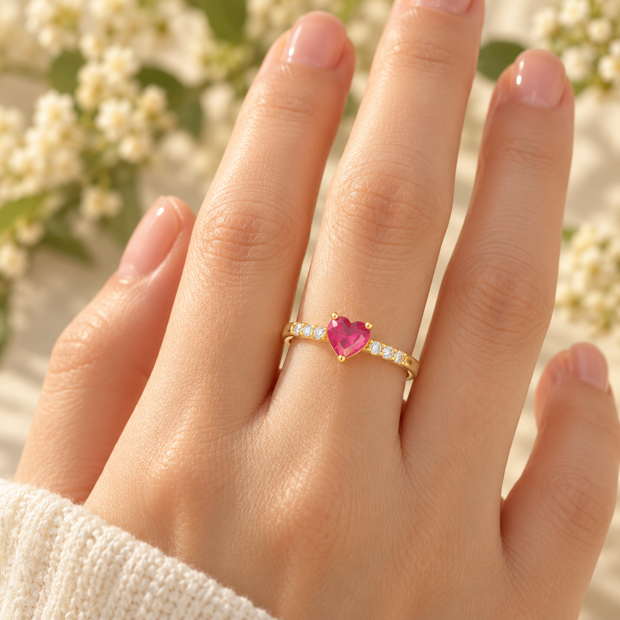 Pink Heart Adjustable Ring - Image 2