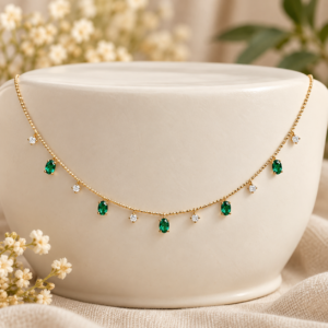 Green Oval Drop Necklace