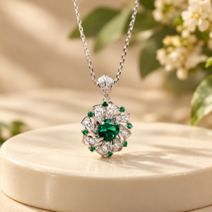 Green Floral Pendant Necklace