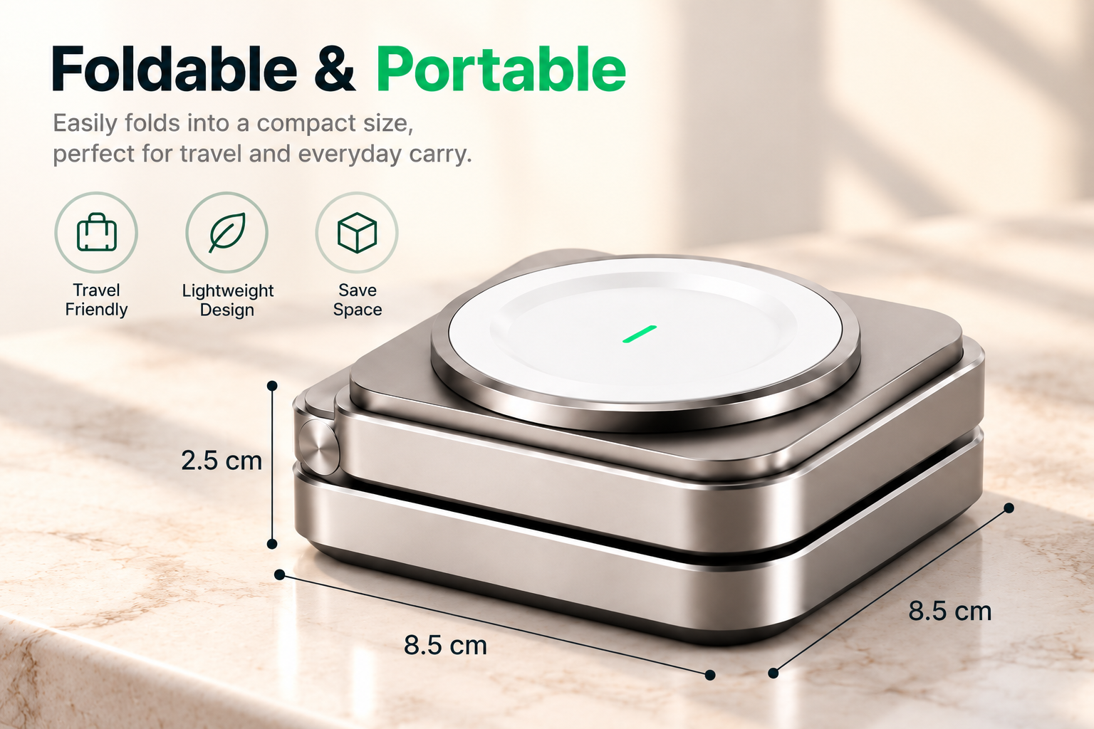 Compact foldable wireless charger