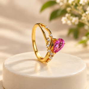 Pink Pear Split-Shank Ring