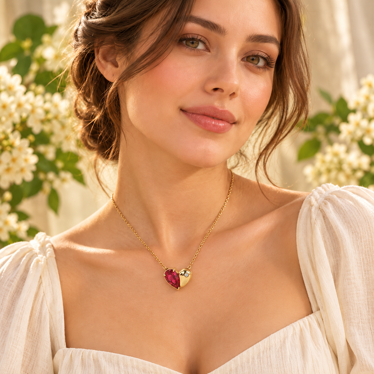 Red & Gold Heart Pendant Necklace - Image 2