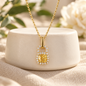 Golden Cushion Pendant Necklace