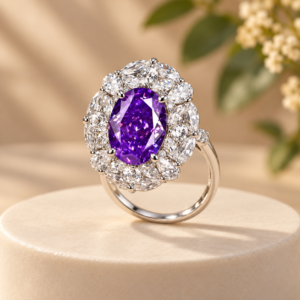 9.45 Carat Violet Oval Halo Ring