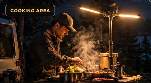 Portable Mini camping light used during an evening walk