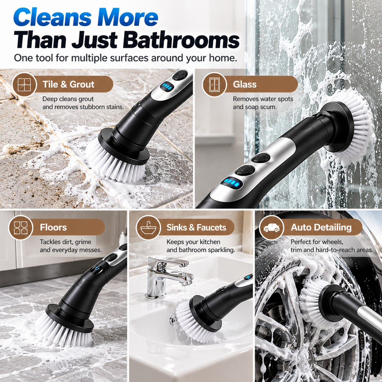 Cordless Electric Spin Scrubber with Extendable Handle - Image 5