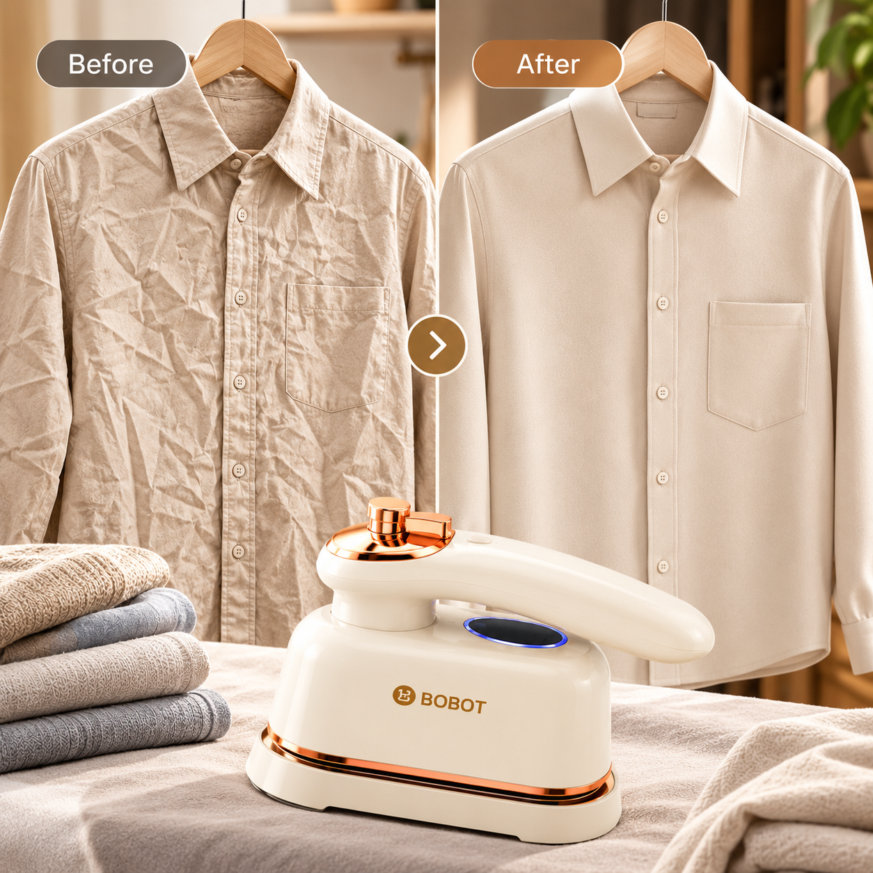 Before and after wrinkle removal