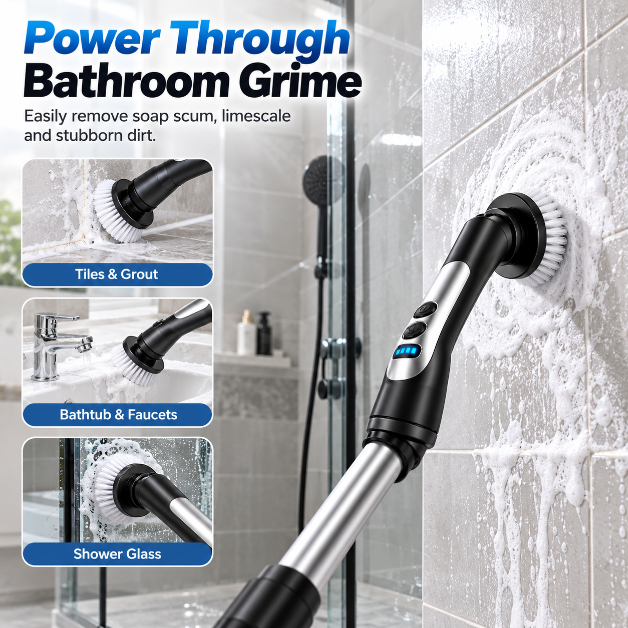 Cordless Electric Spin Scrubber with Extendable Handle - Image 4
