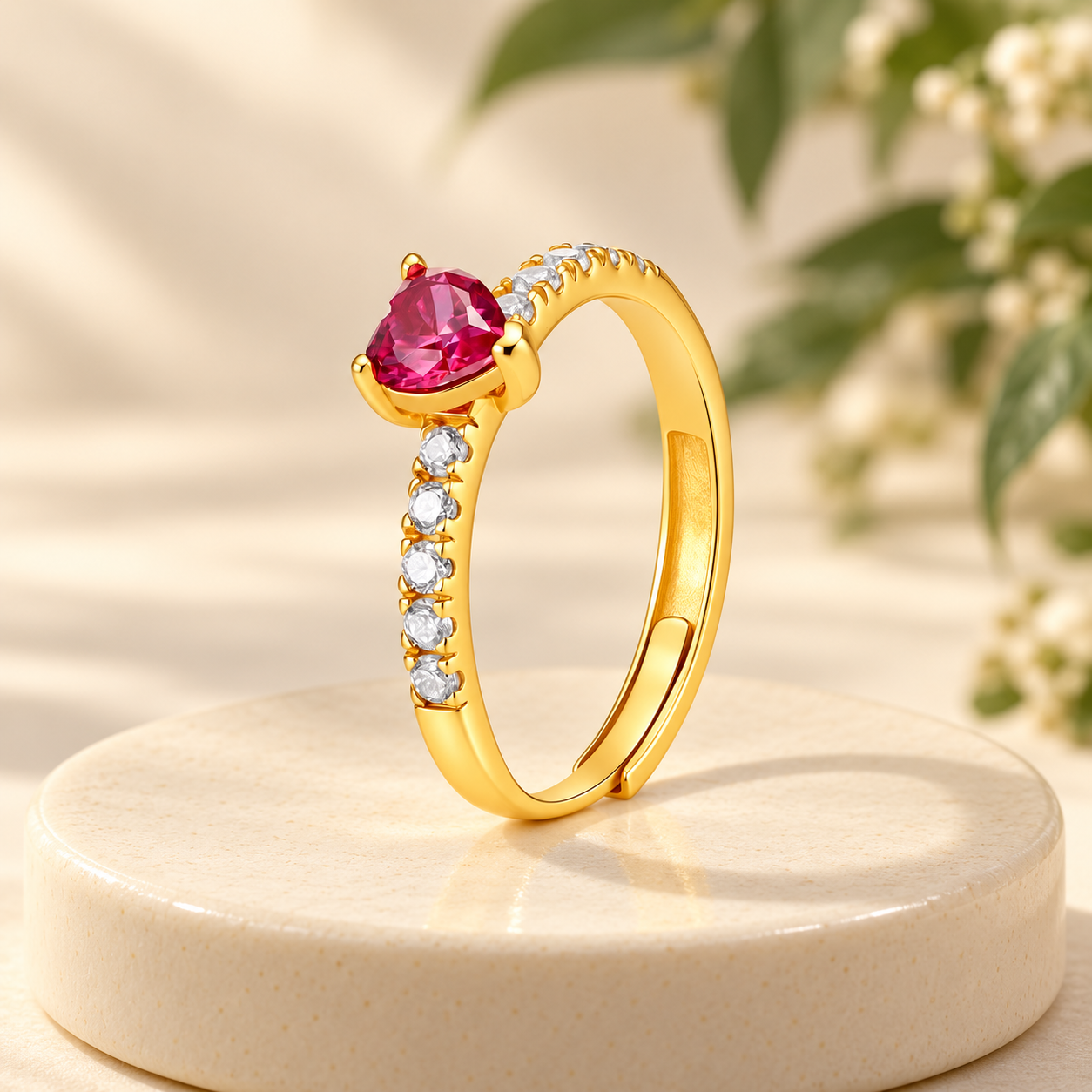 Pink Heart Adjustable Ring